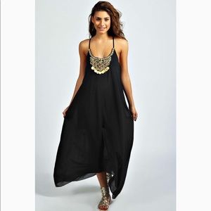Ida Beaded Necklace Dip Hem Maxi Dress